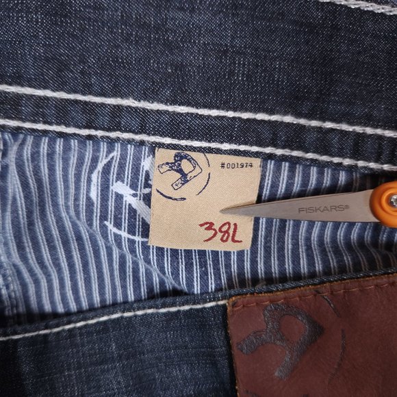 Big Star Blue Jeans Mens 38L Pioneer Boot Distressed Arcuates Stitching USA - Picture 14 of 16